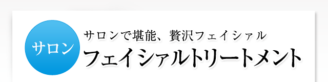 サロン サロンで堪能、贅沢フェイシァル フェイシァルトリートメント