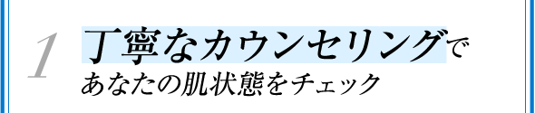 1.丁寧なカウンセリングであなたの肌状態をチェック